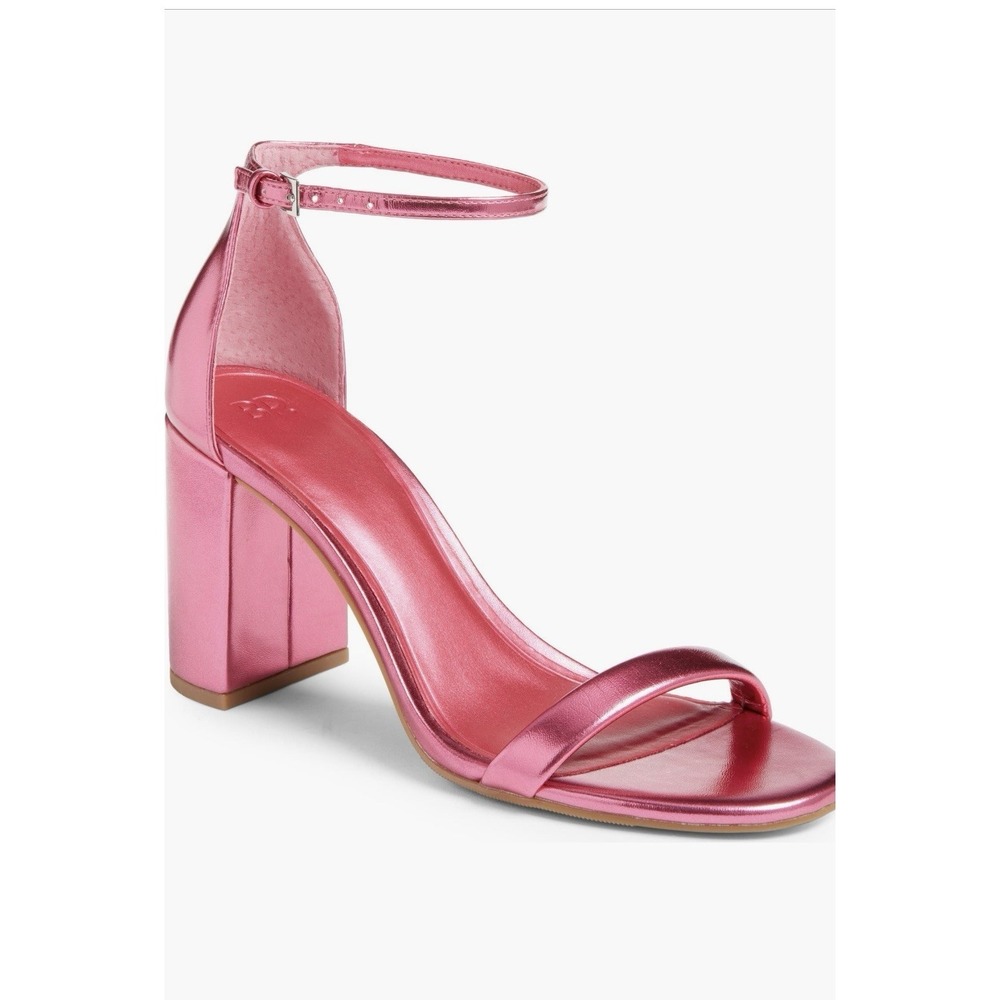 BP Livea Hot Pink Womens Block Heels With Gold accent Size 7
